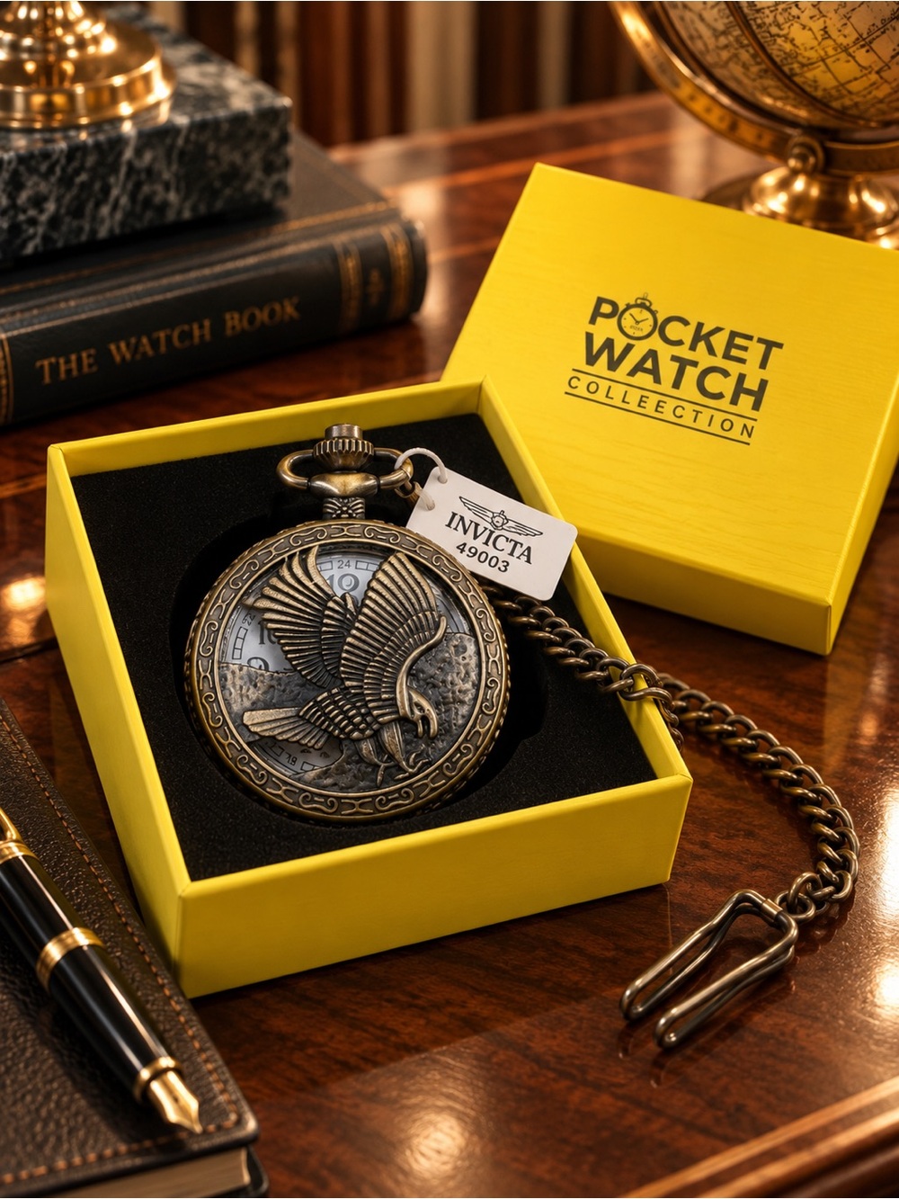 Invicta Vintage Liberty Eagle Pocket Watch 49003 47mm Bronze NWT